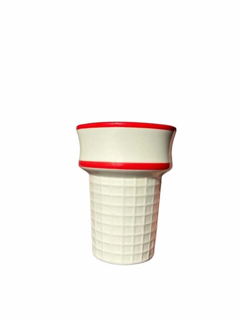 Transpac Ceramic Waffle Ice Cream Cone Cup Mug Red and White